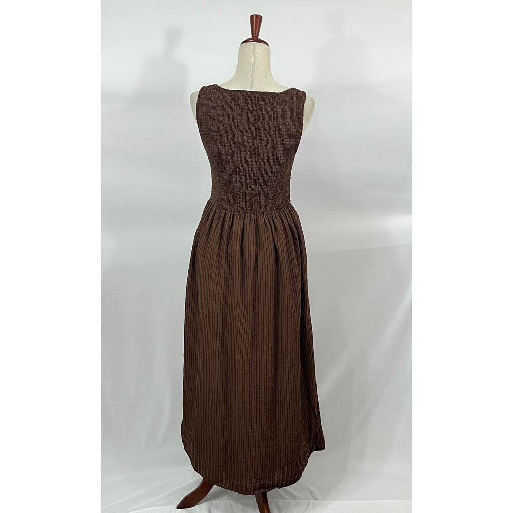 HILL HOUSE Sz M Medium Chocolate Brown Stripe Cosima Nap Dress - Picture 6 of 11